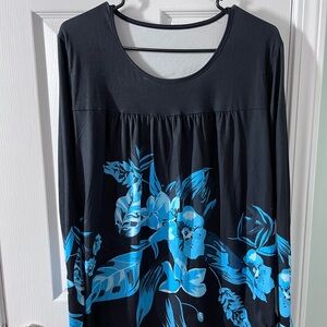 Chic Black and Blue Floral Women's Blouse